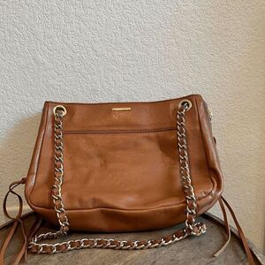 Rebecca Minkoff Brown Leather Gold-Tone Swing Convertible Shoulder Bag Purse
